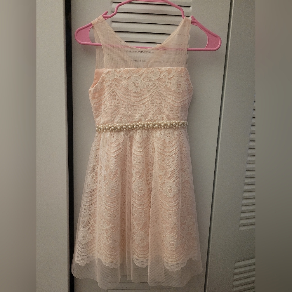 Rare Editions Elegant Lace Kids Dress in Cream